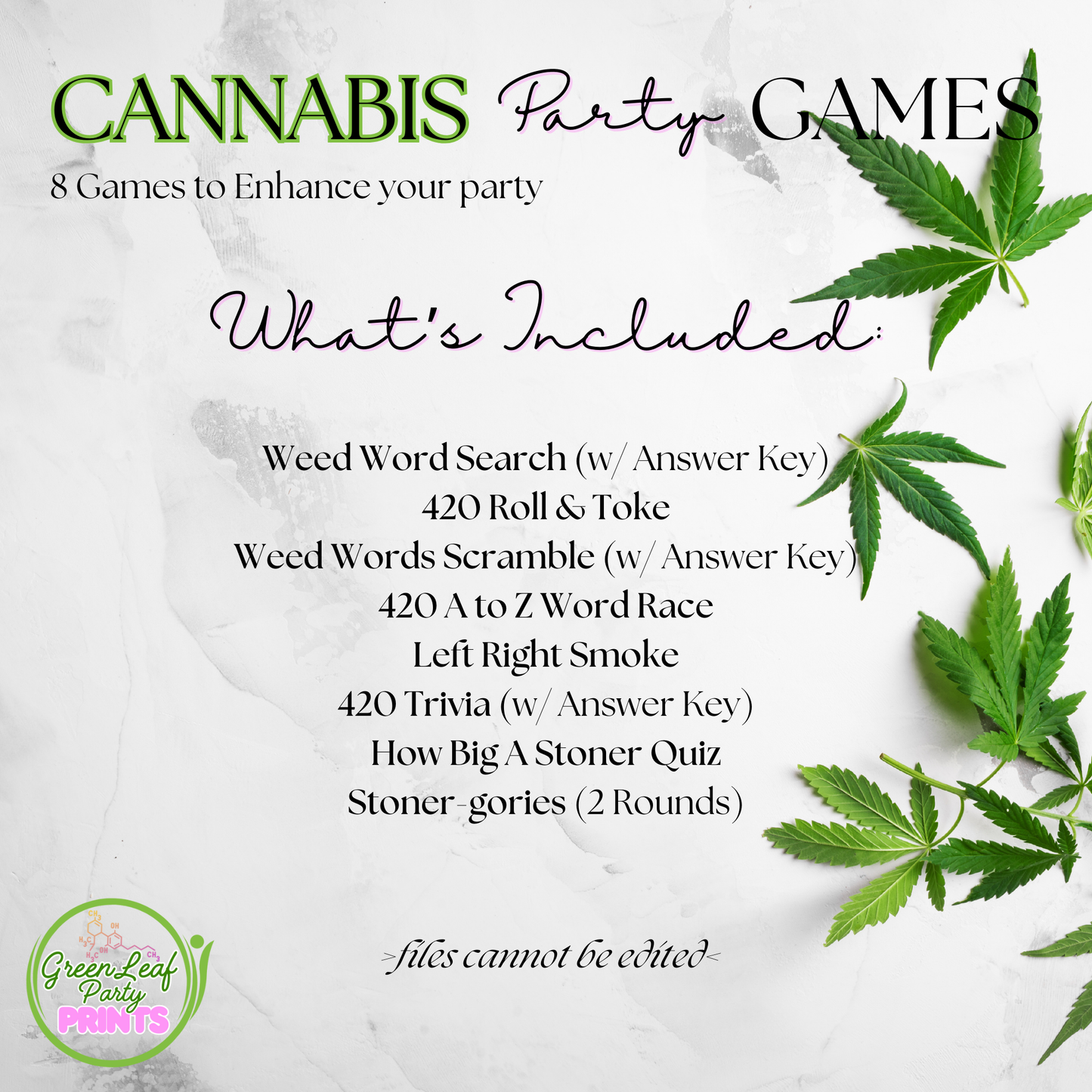 Cannabis Party Game Bundle - Printed Single Set